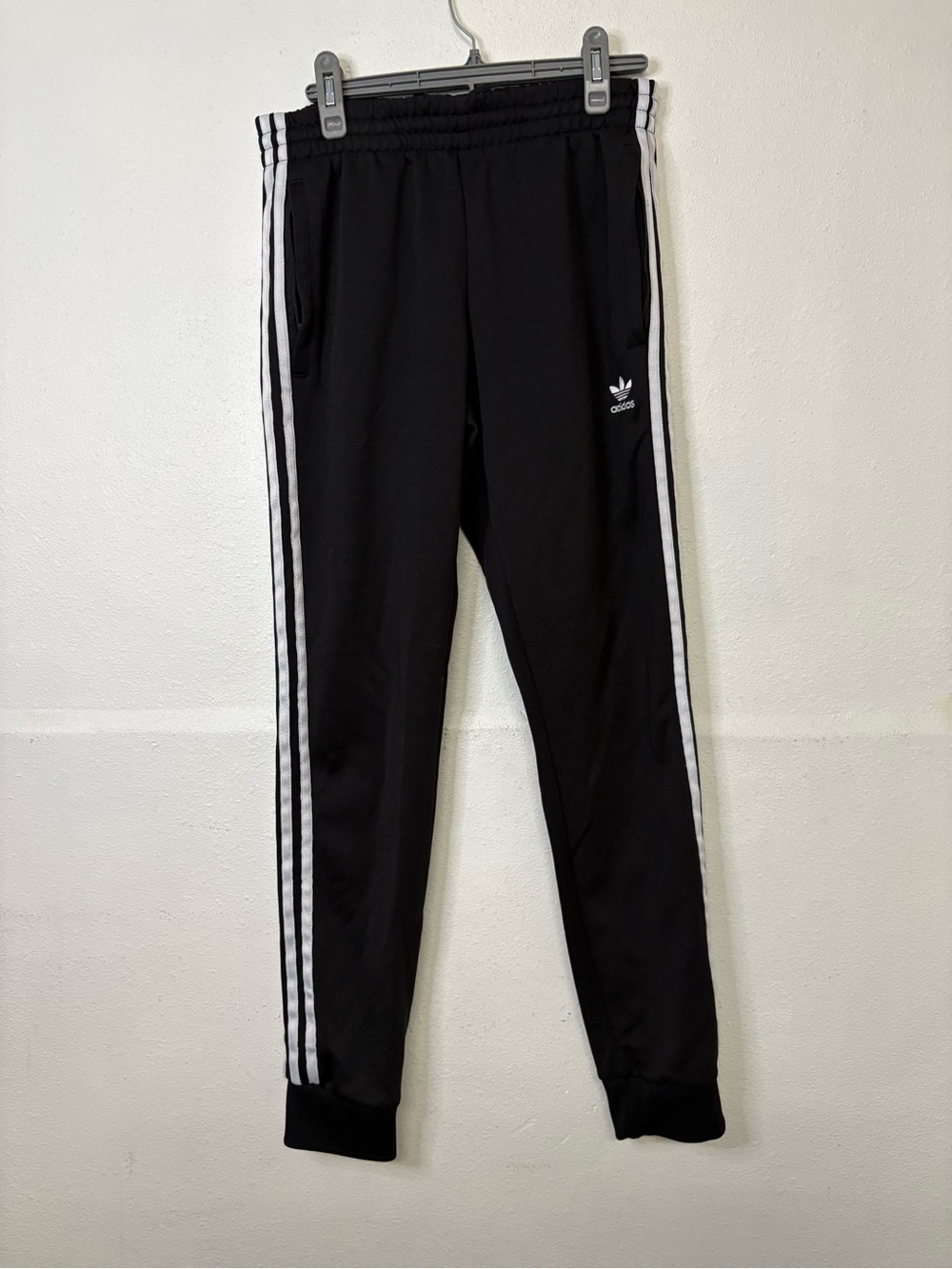 Adidas MEN Black Track Pants with White Stripes